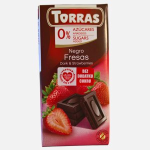 Czekolada gorzka z truskawkami 75g